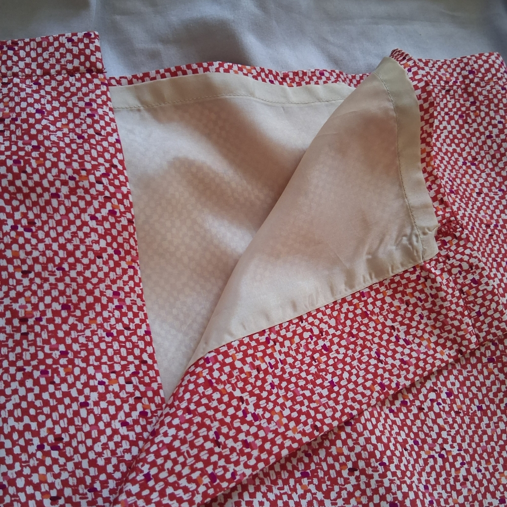 Kenneth Cole Red and Cream Checked Silk Skirt - Picture 5 of 6